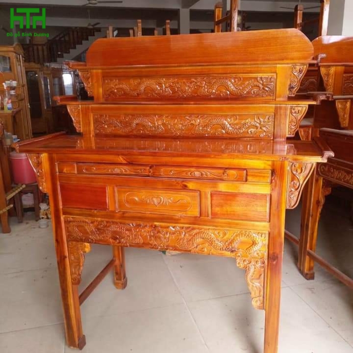 BÀN THỜ 3 TẦNG TRÀM BÔNG VÀNG 