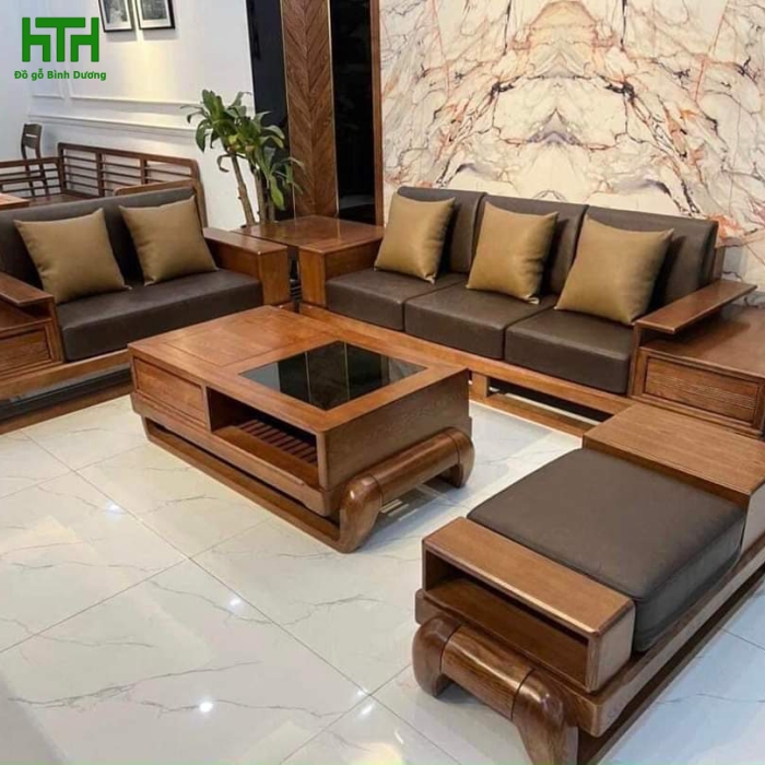 SALON GÓC 2 VĂNG LAU MÀU ÓC CHÓ  VẾ PHẢI 