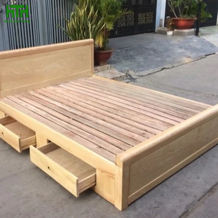 GIƯỜNG GỖ SỒI HỌC KÉO 1M6 X 2M 