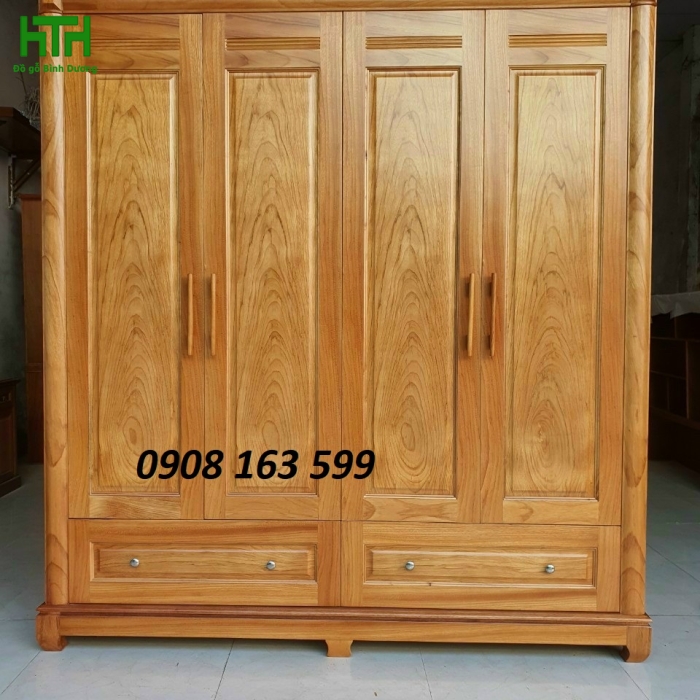 TỦ ÁO GỖ GÕ ĐỎ 4 CÁNH  CAO CẤP 