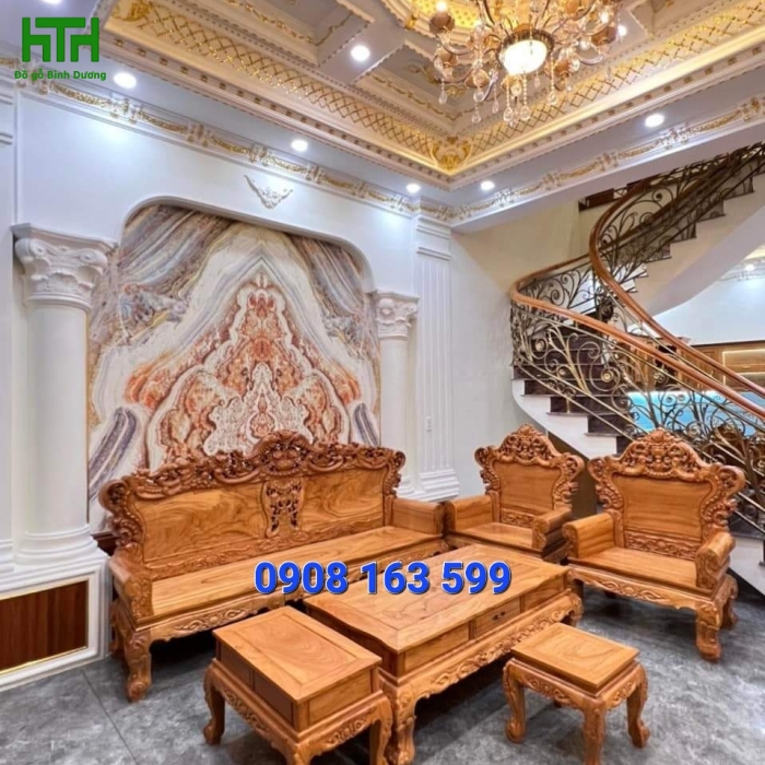 SALON GỖ GÕ ĐỎ 100% MẪU HOÀNG GIA 
