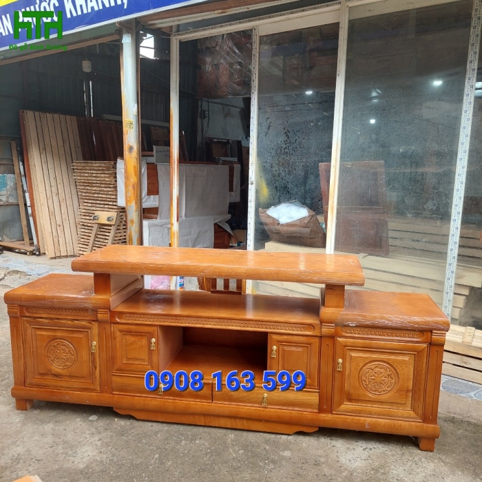 KỆ TI VI GỖ SỒI 2M MẪU ĐÀI LOAN 