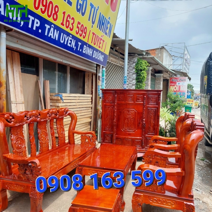 BÀN GHẾ TRÀM BÔNG VÀNG TAY 12 MẪU ĐÀO 