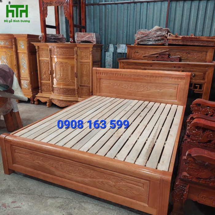 GIƯỜNG GỖ SỒI NHẬP 1M8 X 2M 