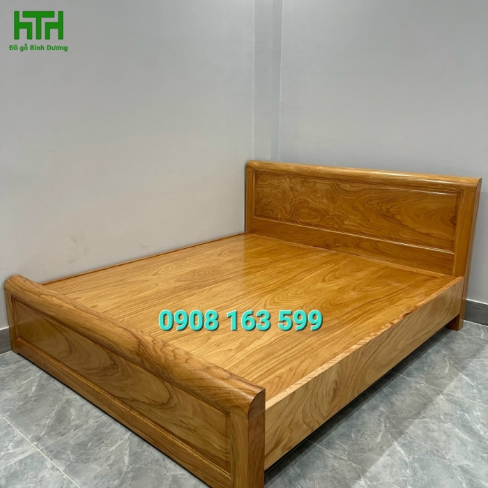 GIƯỜNG GỖ GÕ ĐỎ DÁT PHẢN  1M8 X 2M