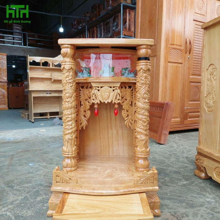 Bàn thờ ông địa gỗ gõ đỏ cột lớn 60 x 98 