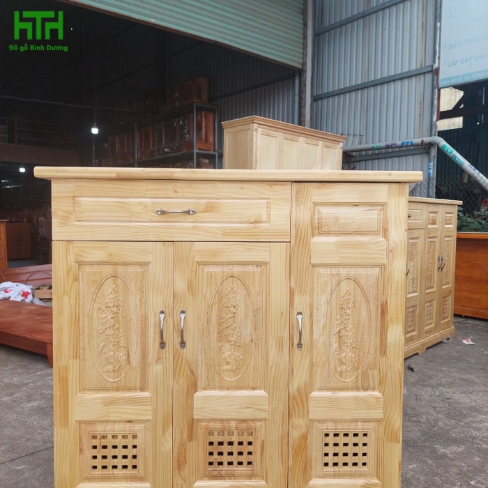TỦ GIÀY GỖ  CAO SU 1M 