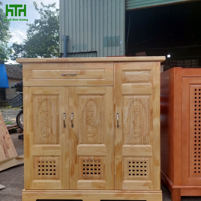TỦ GIÀY GỖ  CAO SU 1M 