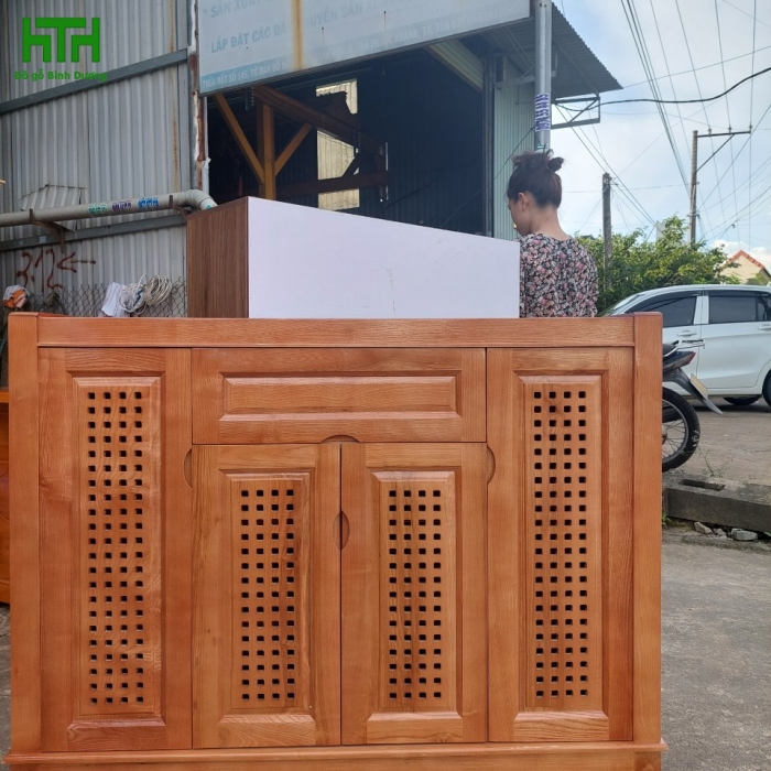 TỦ GIÀY GỖ SỒI 4 CÁNH 