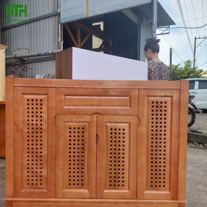 TỦ GIÀY GỖ SỒI 4 CÁNH 
