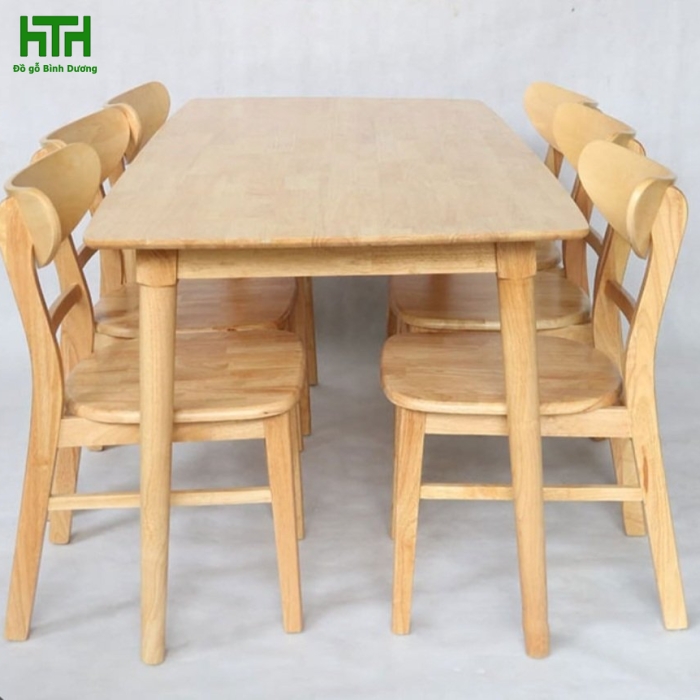 BÀN ĂN GỖ CAO SU 6 GHẾ 