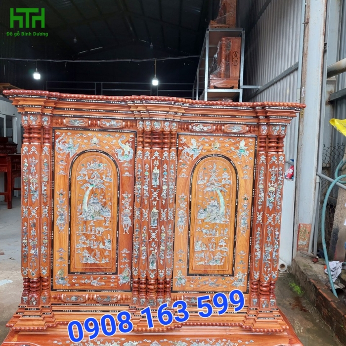 TỦ THỜ GÕ CÔNG 15 TRỤ 