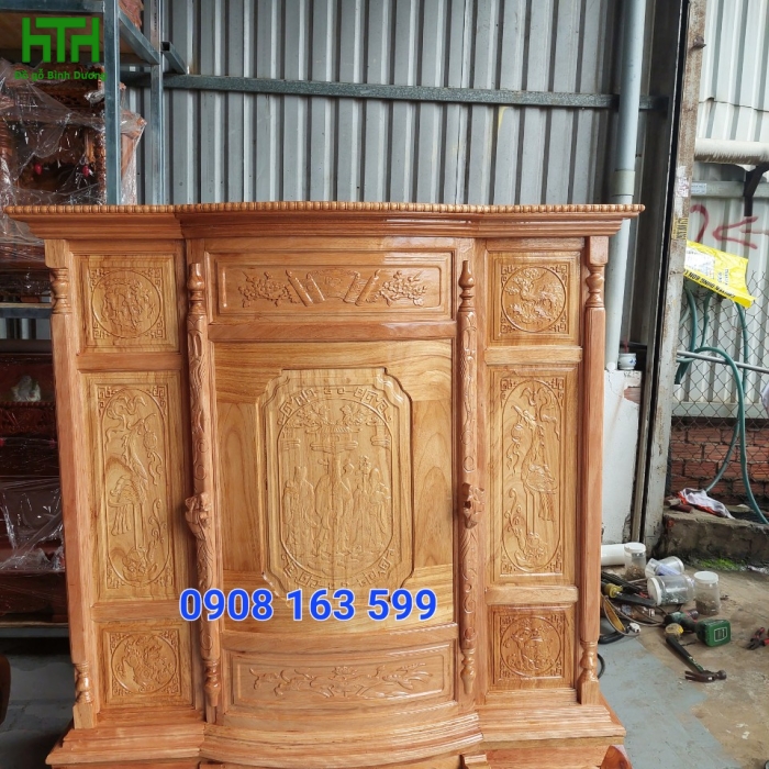 TỦ THỜ GÕ ĐỎ 6 CHÂN NGANG  1M47 