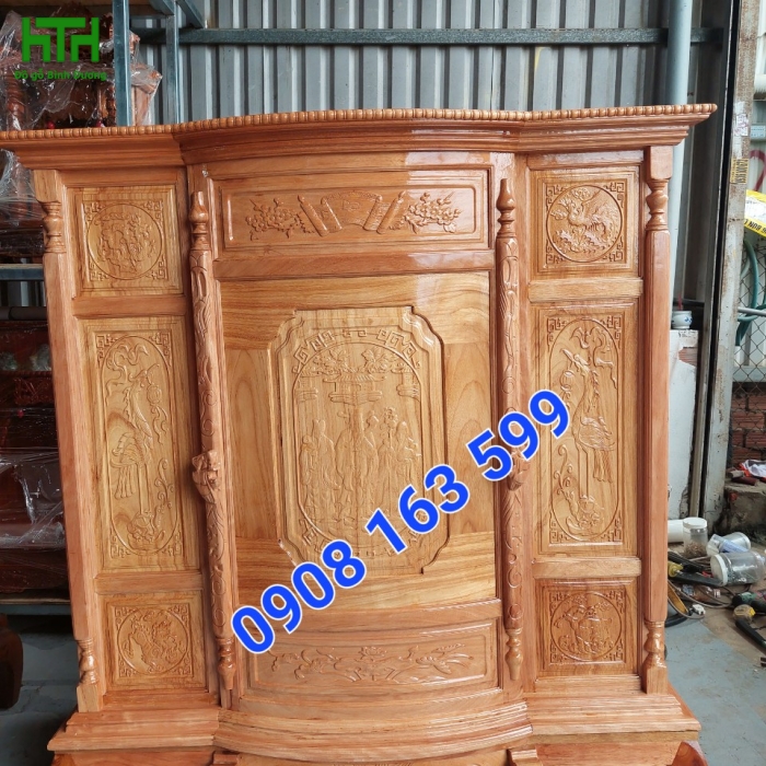 TỦ THỜ GÕ ĐỎ 6 CHÂN NGANG  1M47 