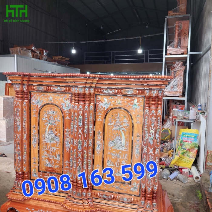 TỦ THỜ GÕ CÔNG 15 TRỤ 