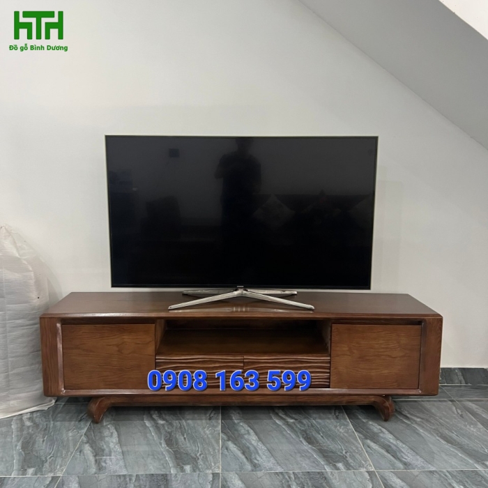 KỆ TI VI GỖ SỒI LAU MÀU ÓC CHÓ  2M 