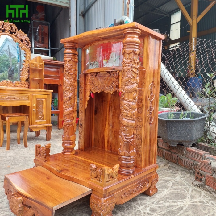 Bàn thờ ông địa gỗ tràm bông vàng 70 