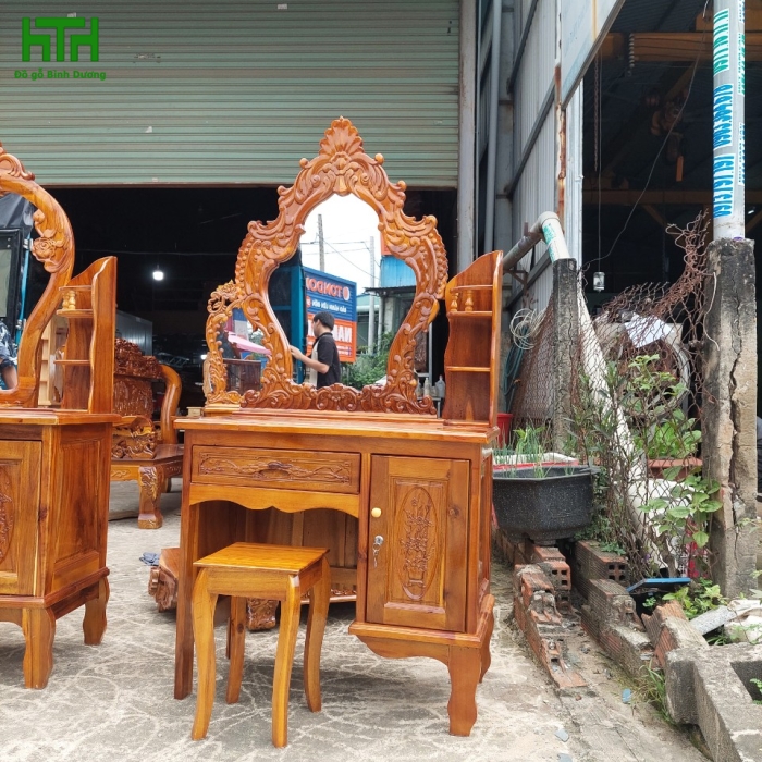 BÀN TRANG ĐIỂM GỖ TRÀM BÔNG VÀNG 