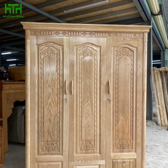 TỦ ÁO GỖ SỒI TỰ NHIÊN 3 CÁNH 1M6 MÀU TỰ NHIÊN 