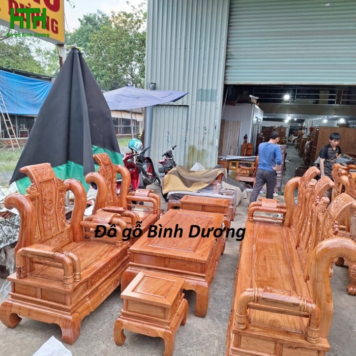 BỘ BÀN GHẾ SALON GỖ HƯƠNG ĐÁ TẦN THỦY HOÀNG TAY 12 ( HÀNG TUYỂN DÀY KHUNG 4 MẶT 2 )
