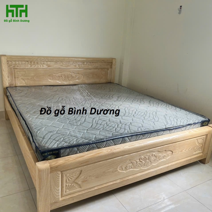 GIƯỜNG GỖ SỒI MÀU TỰ NHIÊN 1M8 X 2M 