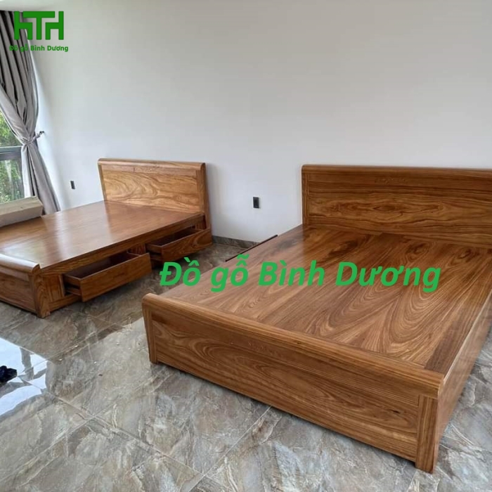 GIƯỜNG HƯƠNG XÁM DÁT PHẢN HỌC KÉO 1M6