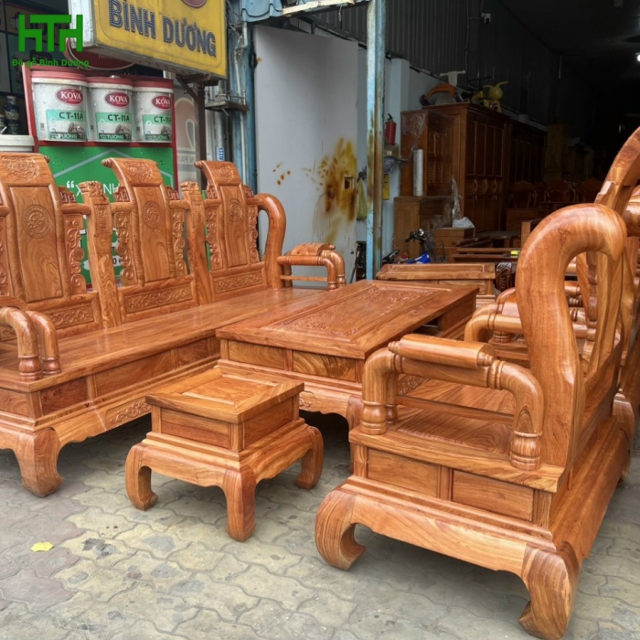 BỘ BÀN GHẾ SALON GỖ HƯƠNG ĐÁ TẦN THỦY HOÀNG TAY 12 ( HÀNG TUYỂN DÀY KHUNG 4 MẶT 2 )