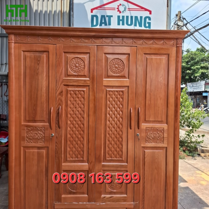 TỦ ÁO 3 CÁNH GỖ SỒI NGA 4 CÁNH 