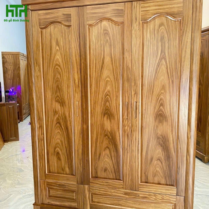 TỦ ÁO HƯƠNG XÁM 3 CÁNH MẪU TRƠN CÁNH 