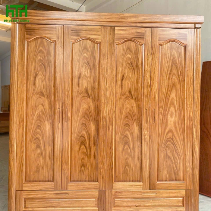 TỦ ÁO GỖ HƯƠNG XÁM 4 CÁNH 