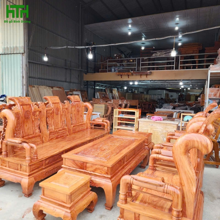 BỘ BÀN GHẾ SALON GỖ HƯƠNG ĐÁ TẦN THỦY HOÀNG TAY 12 ( HÀNG TUYỂN DÀY KHUNG 4 MẶT 2 )