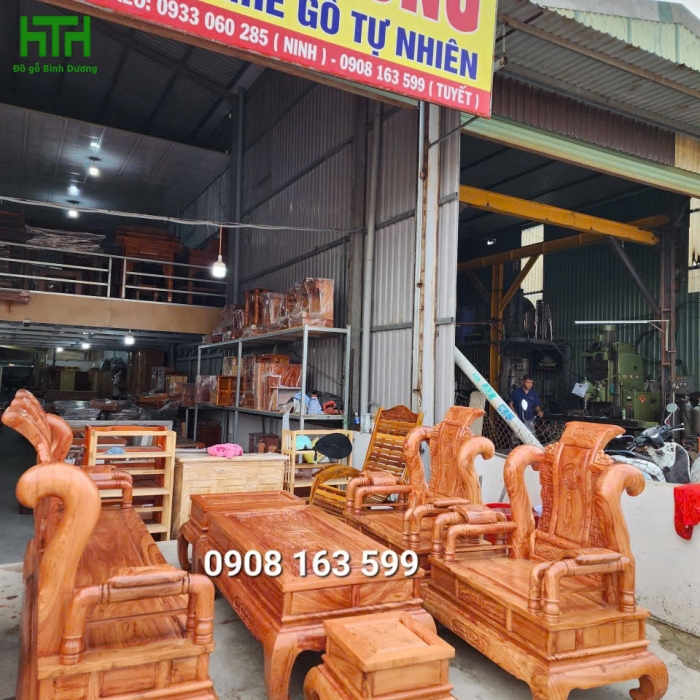 BỘ BÀN GHẾ SALON GỖ HƯƠNG ĐÁ TẦN THỦY HOÀNG TAY 12 ( HÀNG TUYỂN DÀY KHUNG 4 MẶT 2 )