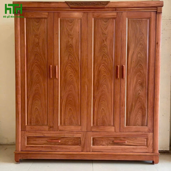 TỦ QUẦN ÁO GỖ HƯƠNG ĐÁ 4 CÁNH 