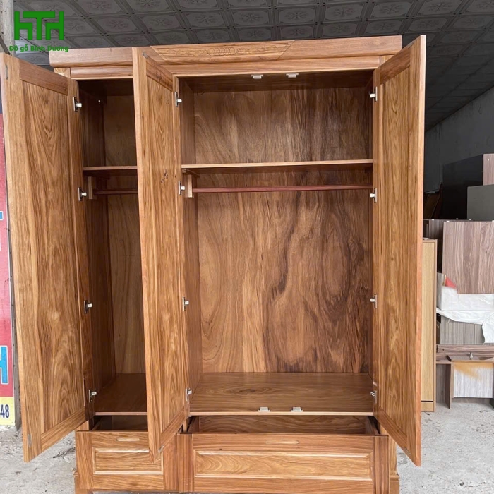 TỦ ÁO GỖ HƯƠNG XÁM 3 CÁNH 