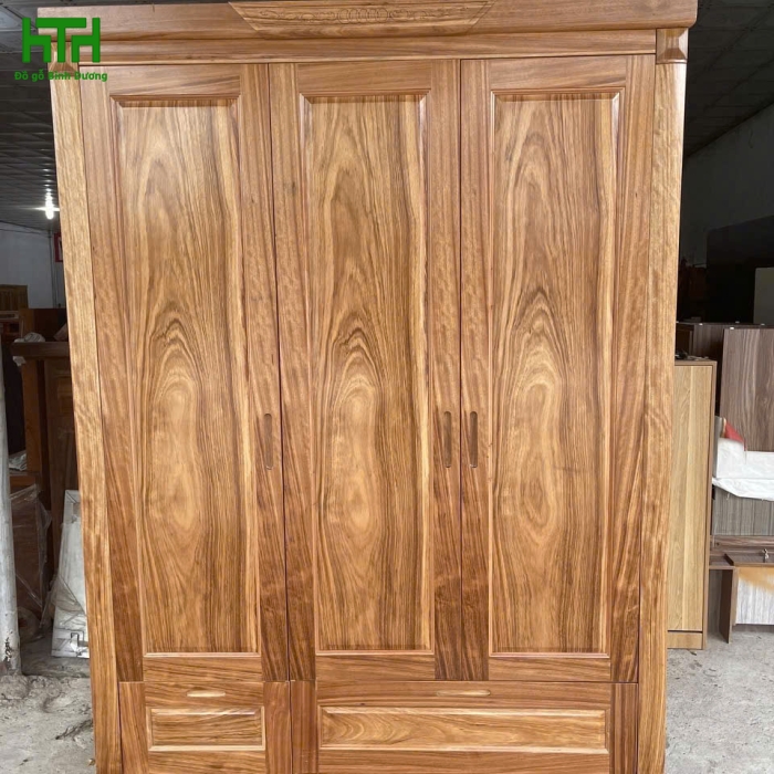 TỦ ÁO HƯƠNG XÁM 3 CÁNH MẪU TRƠN CÁNH 