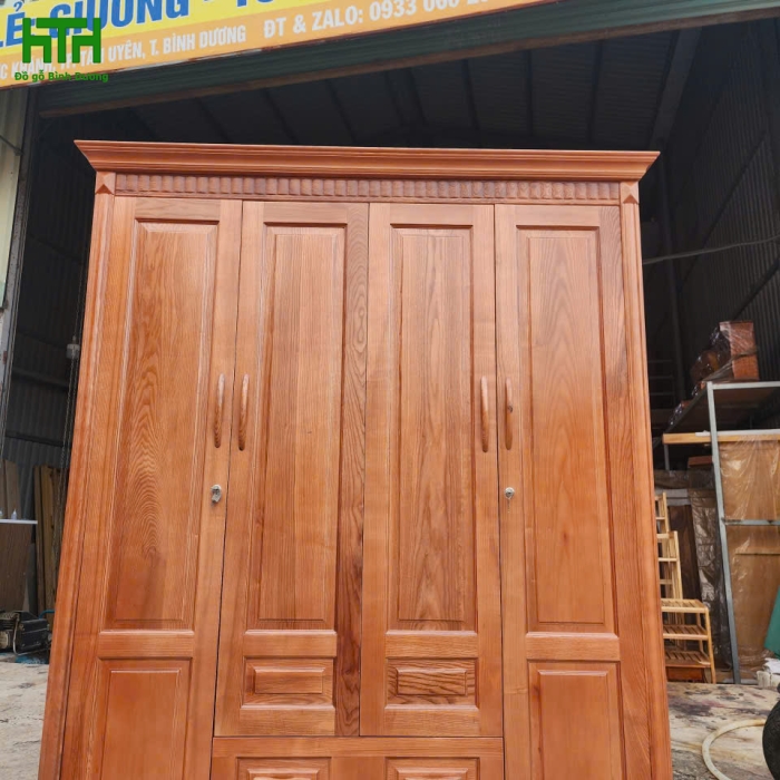 TỦ ÁO GỖ SỒI TỰ NHIÊN 1M8 MẪU TRƠN 