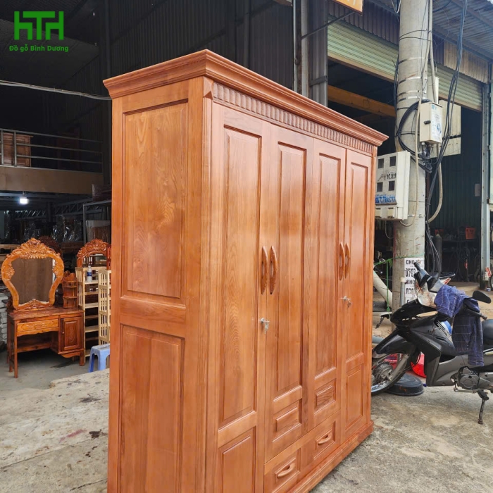 TỦ ÁO GỖ SỒI TỰ NHIÊN 1M8 MẪU TRƠN 
