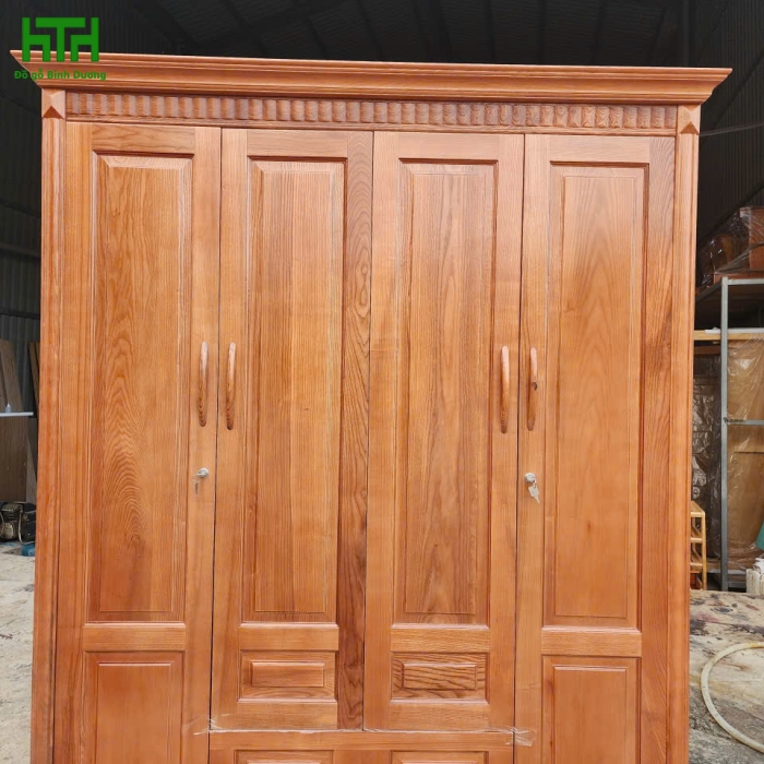 TỦ ÁO GỖ SỒI TỰ NHIÊN 1M8 MẪU TRƠN 