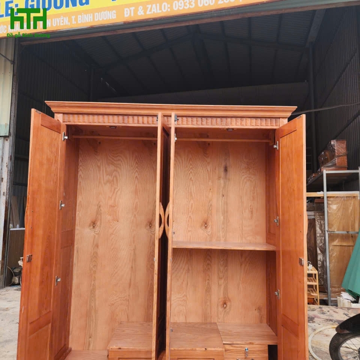 TỦ ÁO GỖ SỒI TỰ NHIÊN 1M8 MẪU TRƠN 