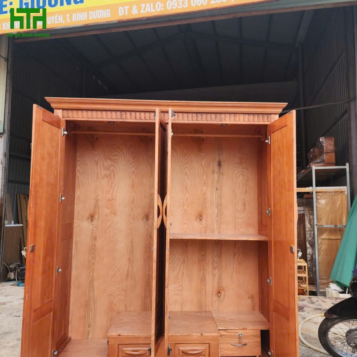 TỦ ÁO GỖ SỒI TỰ NHIÊN 1M8 MẪU TRƠN 
