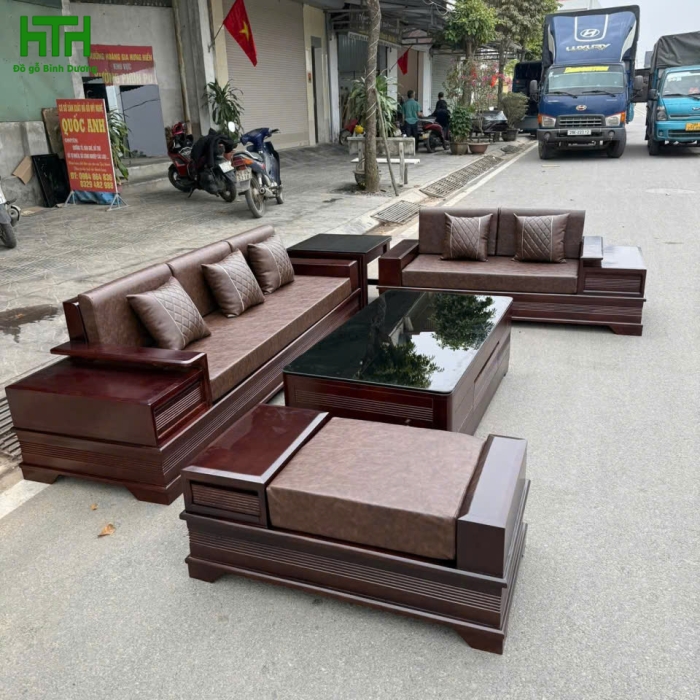 SOFA GÓC GỖ SỒI NGA 2 VĂNG CÁNH TIÊN VẾ TRÁI