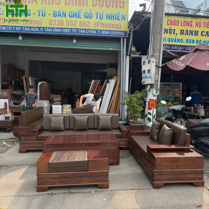 SOFA GÓC GỖ SỒI NGA 2 VĂNG CÁNH TIÊN VẾ TRÁI 