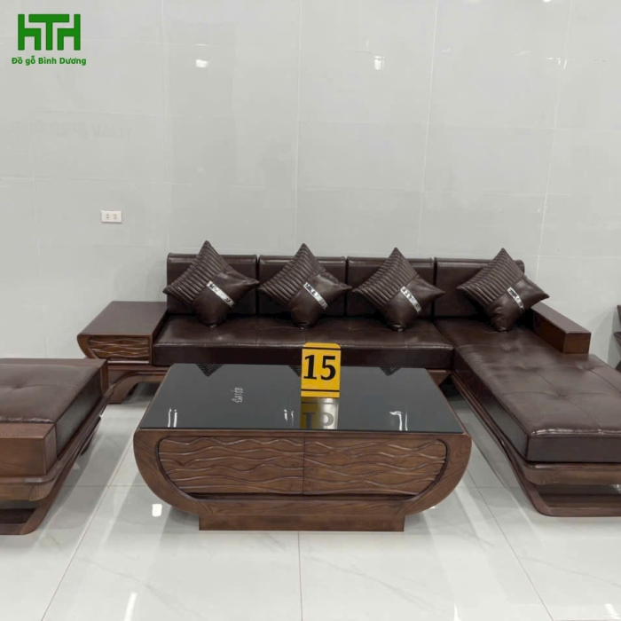 SOFA GÓC GỖ SỒI MẪU CÁNH TIÊN CHÂN THUYỀN 