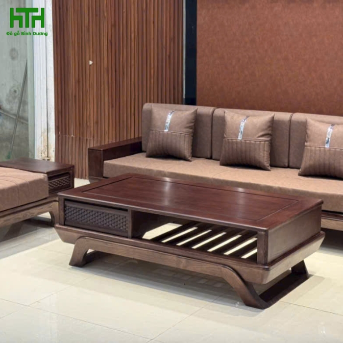 SOFA 1 VĂNG CHÂN THUYỀN GỖ SỒI 3 MÓN KÈM NỆM 